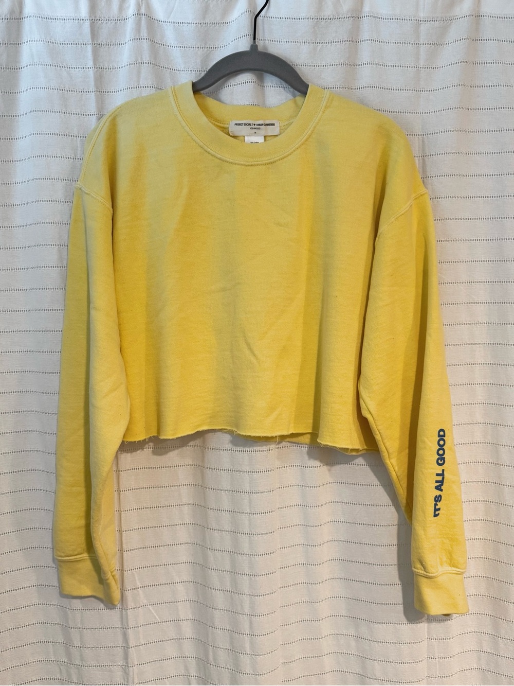 Project Social T Urban Outfitters Collab Crop Crewneck Sweatshirt Butter Yellow